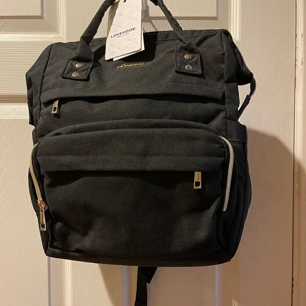 NWT lovevook black  canvas laptop backpack with USB port fit up to 17” l…